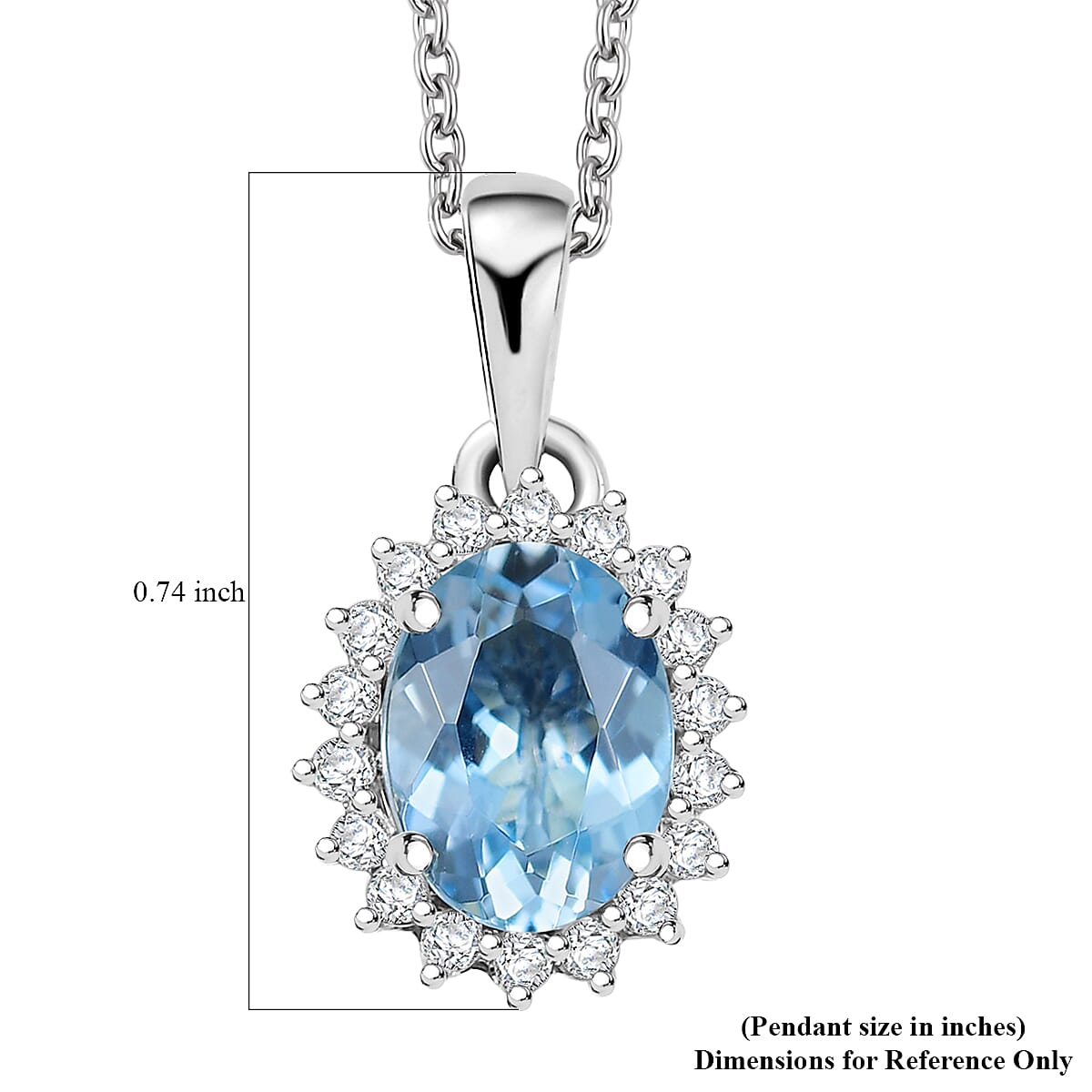 Certified & Appraised Luxoro AAA Santa Maria Aquamarine and G-H I2 Diamond 1.17 ctw Pendant Necklace in 14K White Gold 20 Inches image number 6