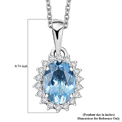 Certified & Appraised Luxoro AAA Santa Maria Aquamarine and G-H I2 Diamond 1.17 ctw Pendant Necklace in 14K White Gold 20 Inches