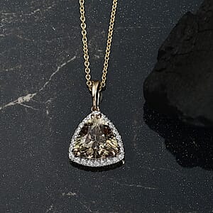 Certified & Appraised Luxoro AAA Turkizite and G-H I2 Diamond 3.35 ctw Pendant Necklace in 14K Yellow Gold 20 Inches