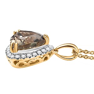 Certified & Appraised Luxoro AAA Turkizite and G-H I2 Diamond 3.35 ctw Pendant Necklace in 14K Yellow Gold 20 Inches