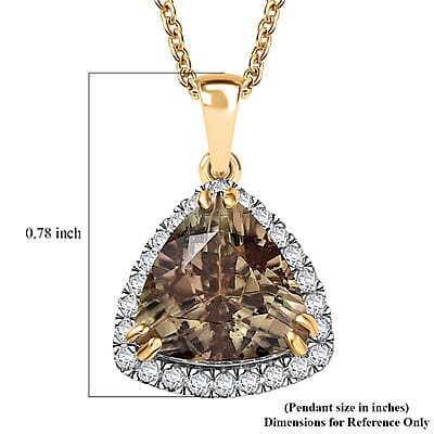Certified & Appraised Luxoro AAA Turkizite and G-H I2 Diamond 3.35 ctw Pendant Necklace in 14K Yellow Gold 20 Inches
