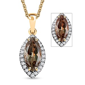 Certified & Appraised Luxoro AAA Turkizite and G-H I2 Diamond 2.57 ctw Pendant Necklace in 14K Yellow Gold 20 Inches
