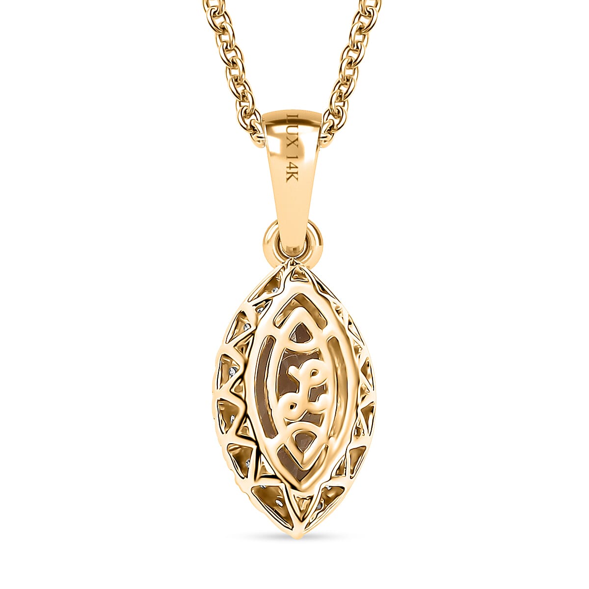 Certified & Appraised Luxoro AAA Turkizite and G-H I2 Diamond 2.57 ctw Pendant Necklace in 14K Yellow Gold 20 Inches image number 4