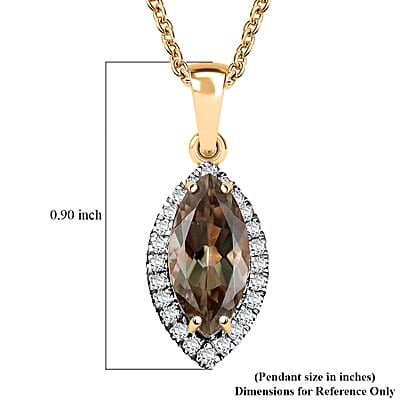 Certified & Appraised Luxoro AAA Turkizite and G-H I2 Diamond 2.57 ctw Pendant Necklace in 14K Yellow Gold 20 Inches