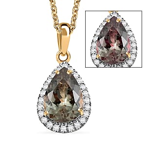 Certified & Appraised Luxoro AAA Turkizite and G-H I2 Diamond 2.57 ctw Pendant Necklace in 14K Yellow Gold 20 Inches