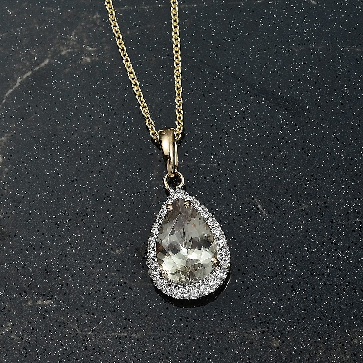 Certified & Appraised Luxoro AAA Turkizite and G-H I2 Diamond 2.57 ctw Pendant Necklace in 14K Yellow Gold 20 Inches image number 1