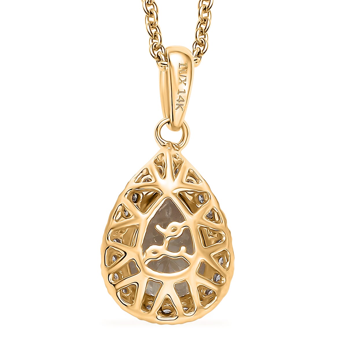 Certified & Appraised Luxoro AAA Turkizite and G-H I2 Diamond 2.57 ctw Pendant Necklace in 14K Yellow Gold 20 Inches image number 4