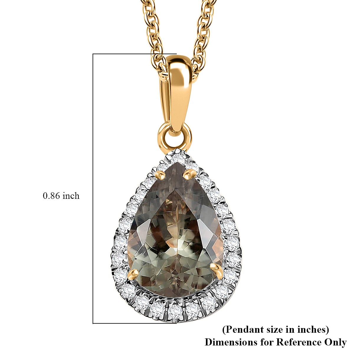 Certified & Appraised Luxoro AAA Turkizite and G-H I2 Diamond 2.57 ctw Pendant Necklace in 14K Yellow Gold 20 Inches image number 5