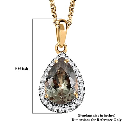 Certified & Appraised Luxoro AAA Turkizite and G-H I2 Diamond 2.57 ctw Pendant Necklace