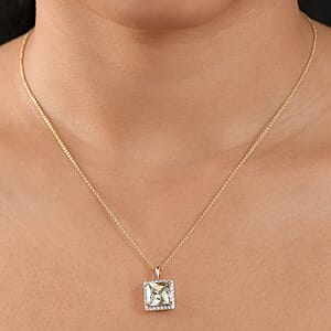 Certified & Appraised Luxoro AAA Turkizite and G-H I2 Diamond 4.88 ctw Pendant Necklace in 14K Yellow Gold 20 Inches