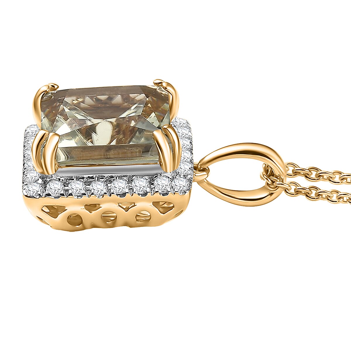 Certified & Appraised Luxoro AAA Turkizite and G-H I2 Diamond 4.88 ctw Pendant Necklace in 14K Yellow Gold 20 Inches image number 3