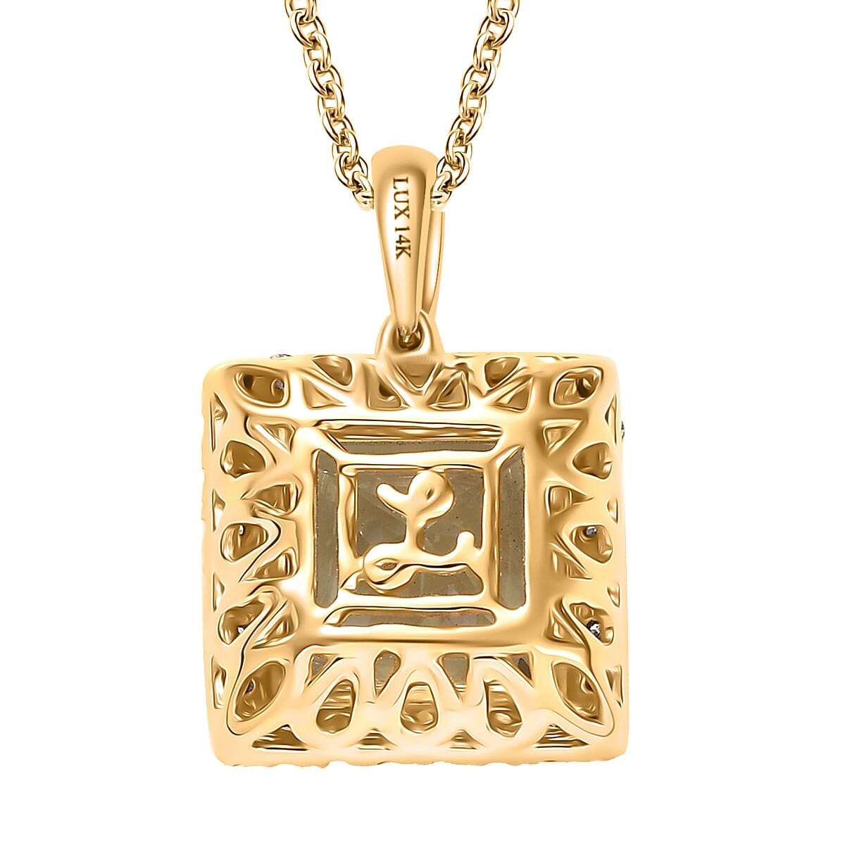Certified & Appraised Luxoro AAA Turkizite and G-H I2 Diamond 4.88 ctw Pendant Necklace in 14K Yellow Gold 20 Inches image number 4