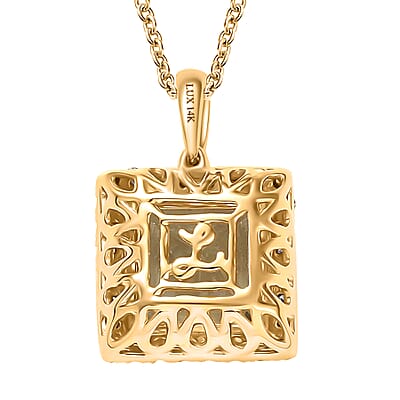 Certified & Appraised Luxoro AAA Turkizite and G-H I2 Diamond 4.88 ctw Pendant Necklace in 14K Yellow Gold 20 Inches