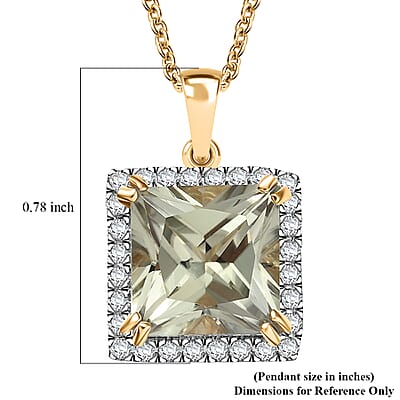Certified & Appraised Luxoro AAA Turkizite and G-H I2 Diamond 4.88 ctw Pendant Necklace in 14K Yellow Gold 20 Inches