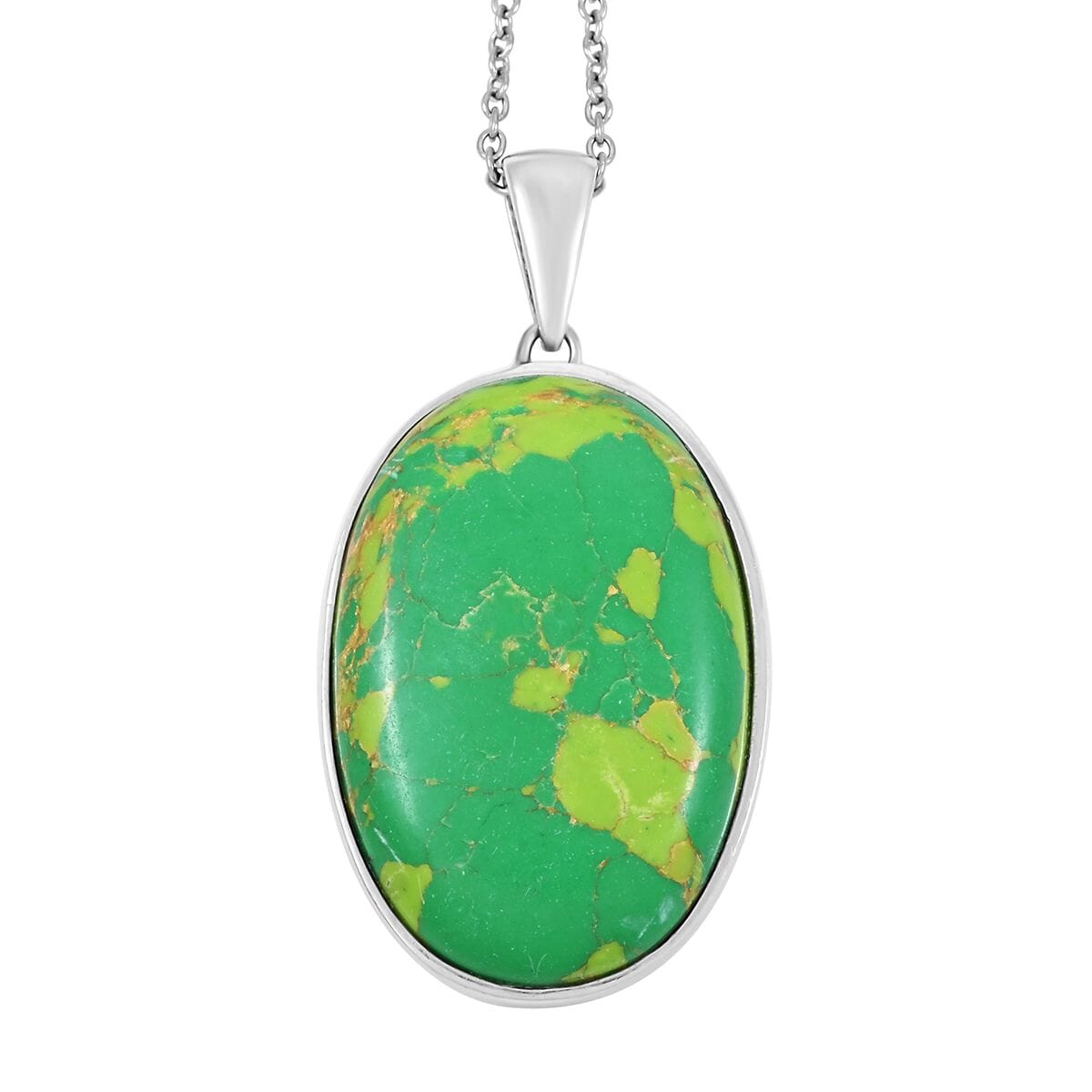 Mojave Green Turquoise 27.75 ctw Pendant Necklace in 14K YG & Platinum Over Copper with Magnet and Stainless Steel 20 Inches image number 0