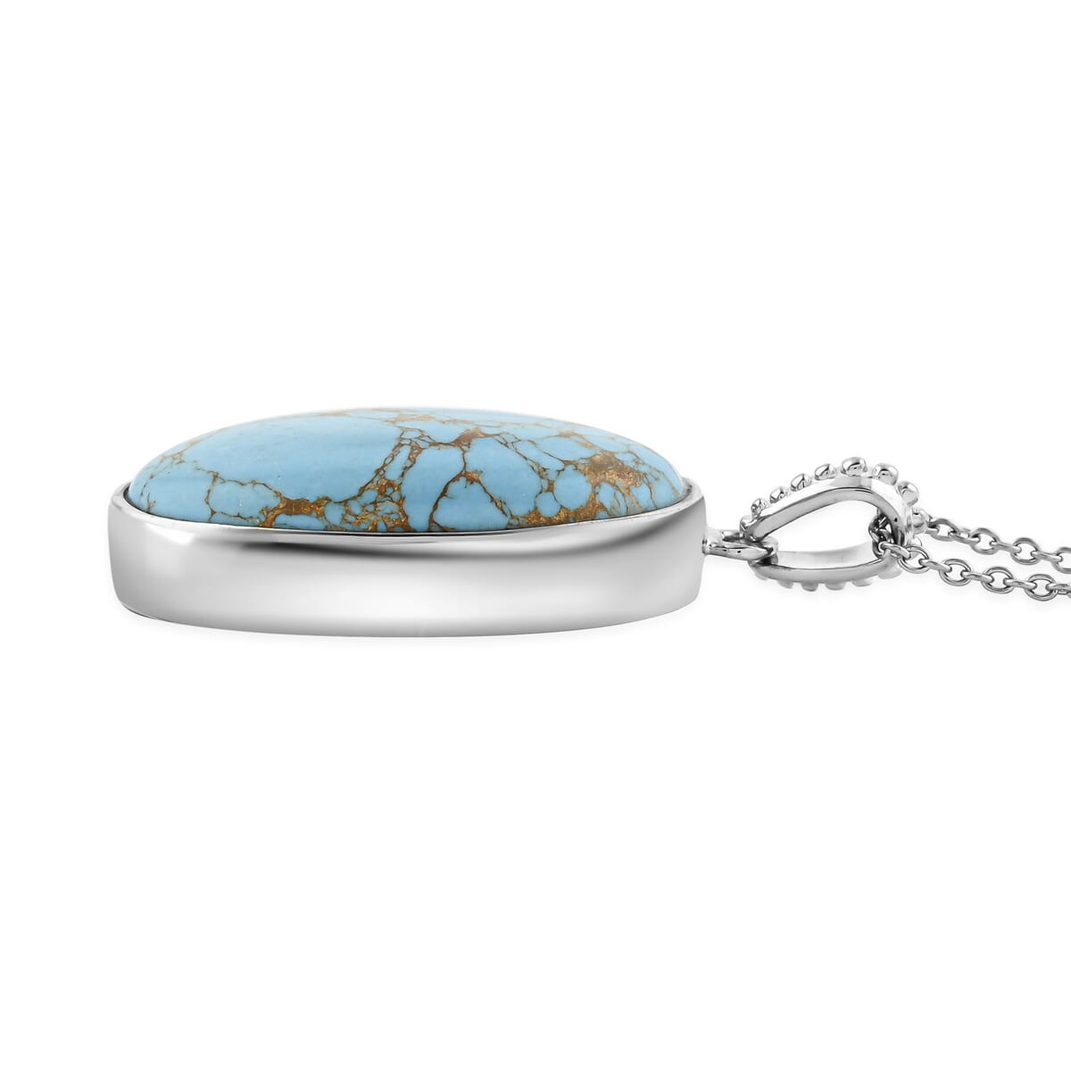 Mojave Blue Turquoise Pendant in 14K YG & Platinum Over Copper with Magnet and Stainless Steel Necklace (20 Inches) 29.25 ctw image number 2