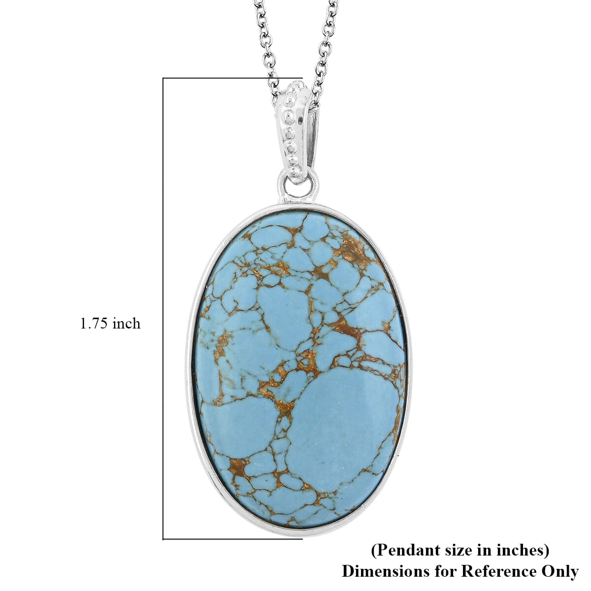 Mojave Blue Turquoise Pendant in 14K YG & Platinum Over Copper with Magnet and Stainless Steel Necklace (20 Inches) 29.25 ctw image number 5