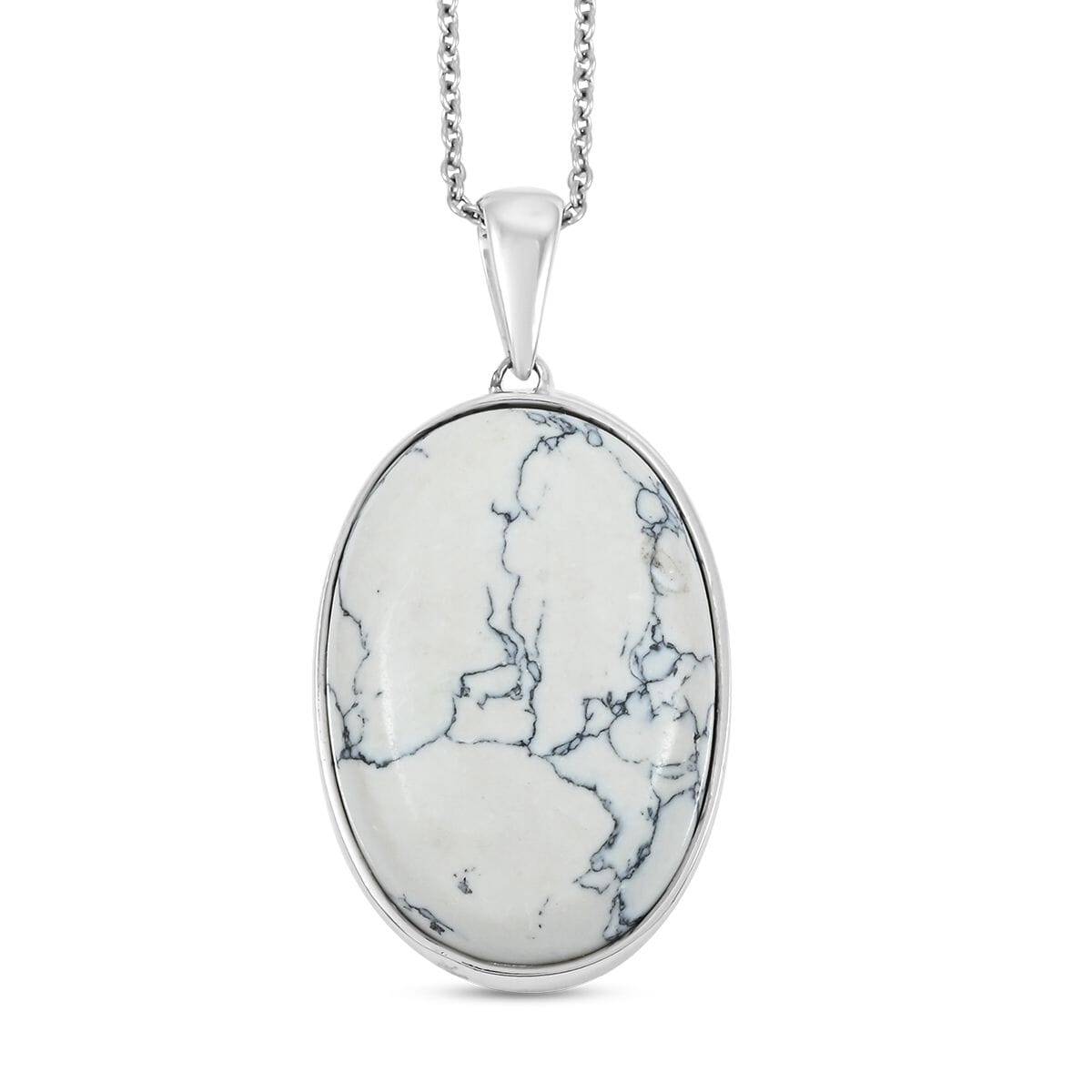 White Howlite 28.50 ctw Pendant Necklace in 14K YG and Platinum Over Copper with Magnet and Stainless Steel 20 Inches image number 0