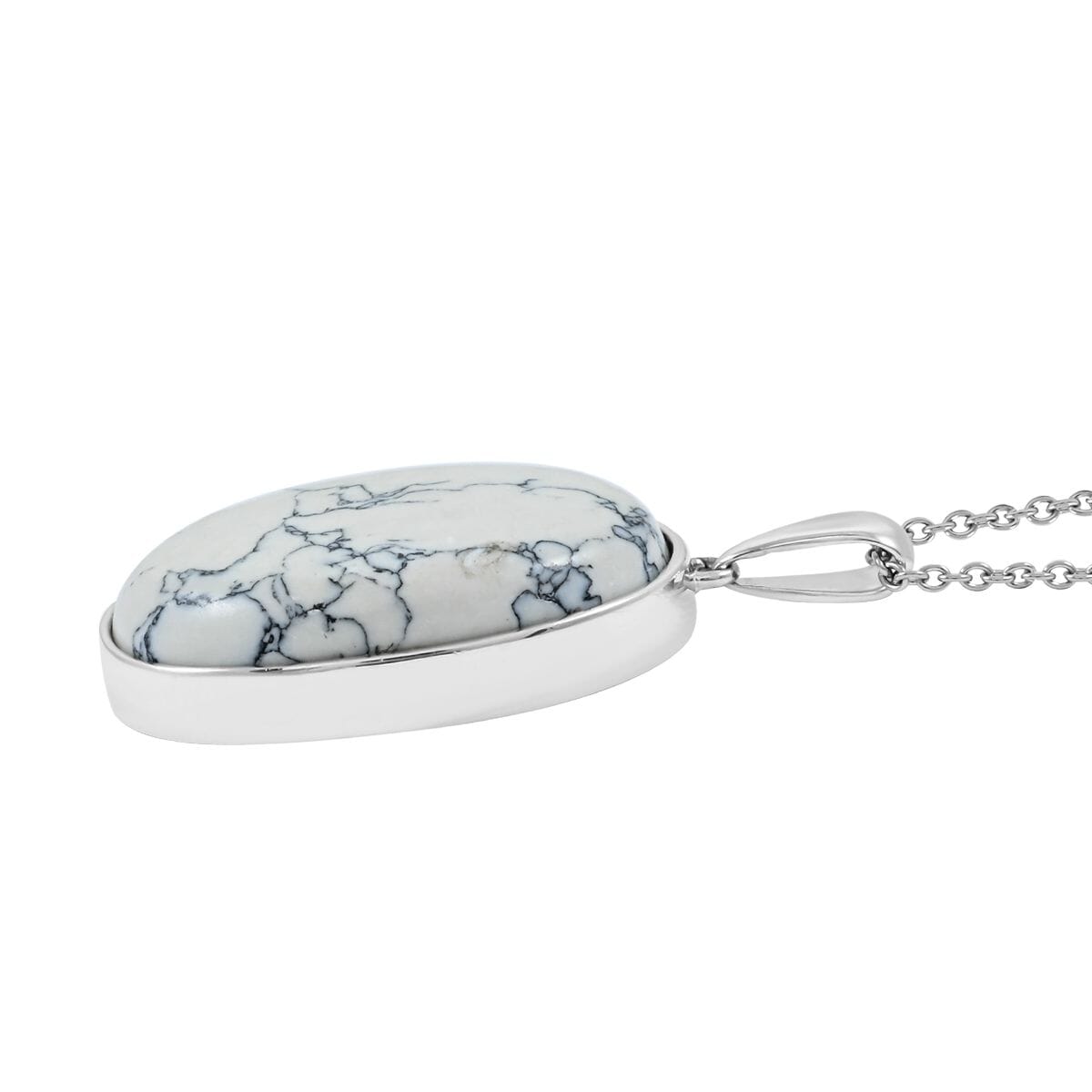 White Howlite 28.50 ctw Pendant Necklace in 14K YG and Platinum Over Copper with Magnet and Stainless Steel 20 Inches image number 3