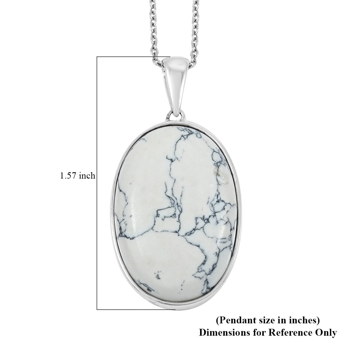 White Howlite 28.50 ctw Pendant Necklace in 14K YG and Platinum Over Copper with Magnet and Stainless Steel 20 Inches image number 6