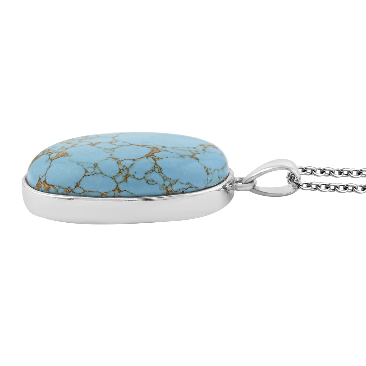 Mojave Blue Turquoise 27.75 ctw Pendant Necklace in 14K YG & Platinum Over Copper with Magnet and Stainless Steel 20 Inches image number 2