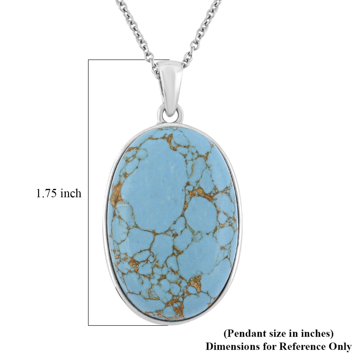 Mojave Blue Turquoise 27.75 ctw Pendant Necklace in 14K YG & Platinum Over Copper with Magnet and Stainless Steel 20 Inches image number 5