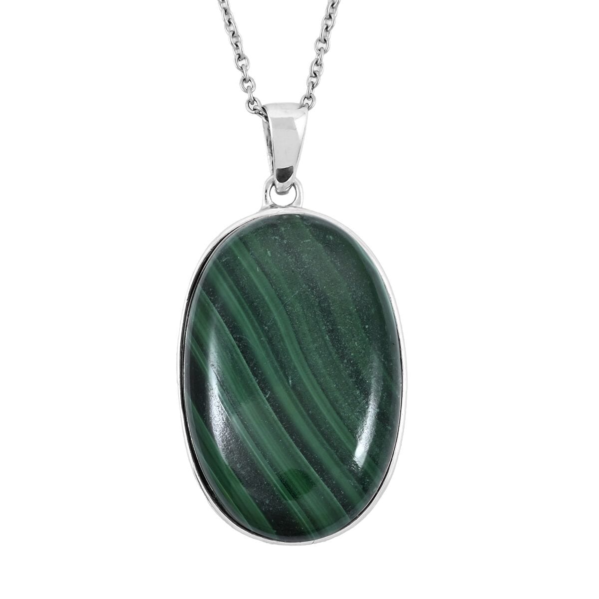 African Malachite 39.35 ctw Pendant Necklace in 14K YG & Platinum Over Copper with Magnet and Stainless Steel 20 Inches image number 0