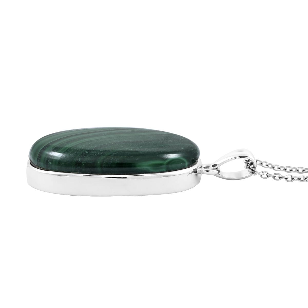 African Malachite 39.35 ctw Pendant Necklace in 14K YG & Platinum Over Copper with Magnet and Stainless Steel 20 Inches image number 3