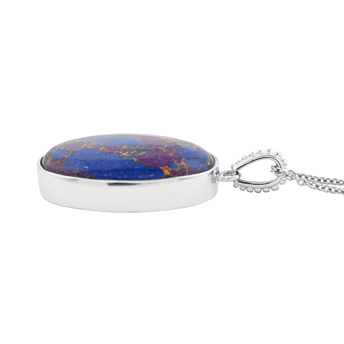 Mojave Purple Turquoise 30.00 ctw Pendant Necklace in 14K YG & Platinum Over Copper with Magnet and Stainless Steel 20 Inches image number 3
