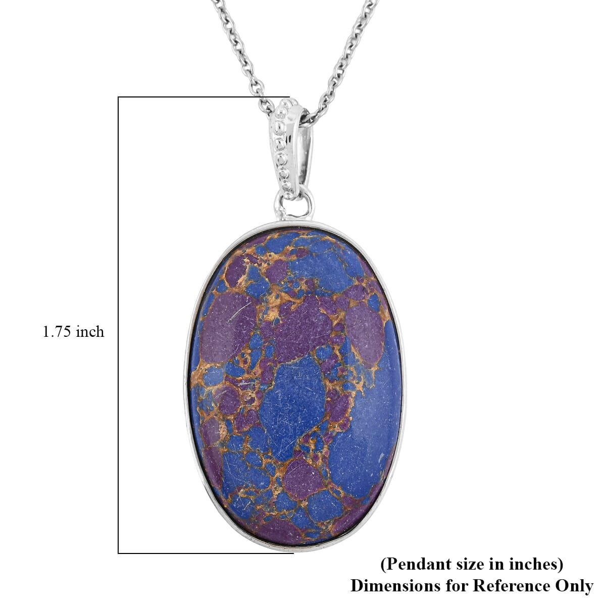 Mojave Purple Turquoise 30.00 ctw Pendant Necklace in 14K YG & Platinum Over Copper with Magnet and Stainless Steel 20 Inches image number 5