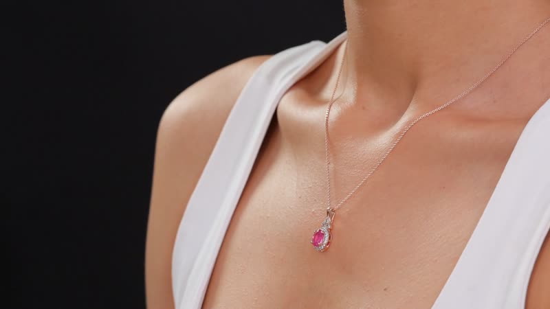 D'Joy Ilakaka Hot Pink Sapphire FF and White Zircon 2.35 ctw Eternal Promise Pendant Necklace 20 Inches in 18K Vermeil Rose Gold Over Sterling Silver