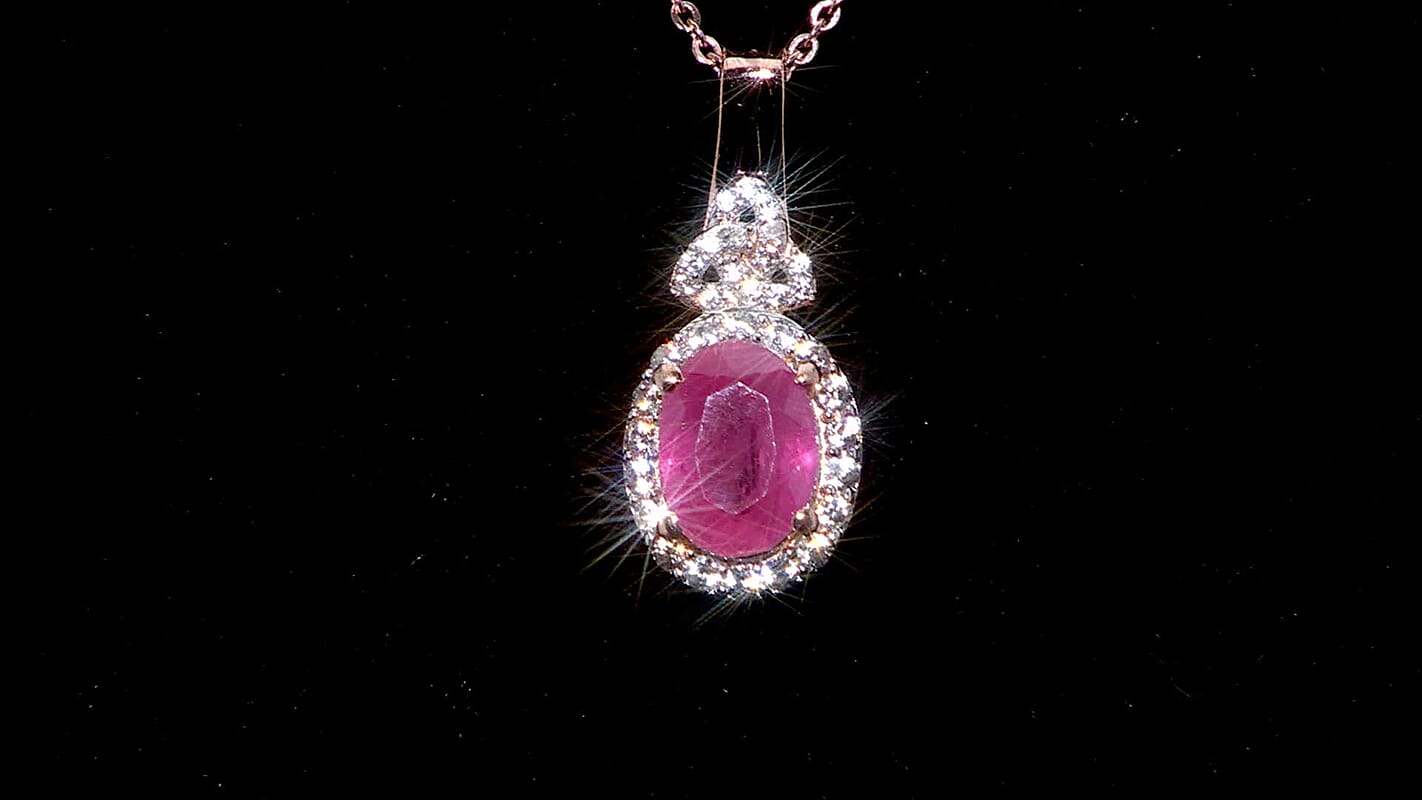D'Joy Ilakaka Hot Pink Sapphire FF and White Zircon 2.35 ctw Eternal Promise Pendant Necklace 20 Inches in 18K Vermeil Rose Gold Over Sterling Silver
