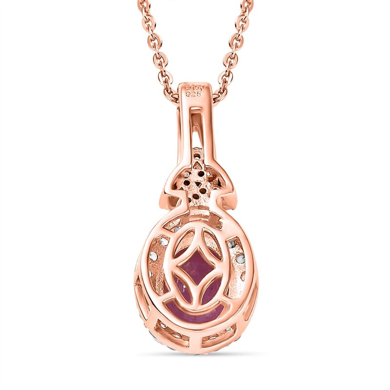 D'Joy Ilakaka Hot Pink Sapphire FF and White Zircon 2.35 ctw Eternal Promise Pendant Necklace 20 Inches in 18K Vermeil Rose Gold Over Sterling Silver