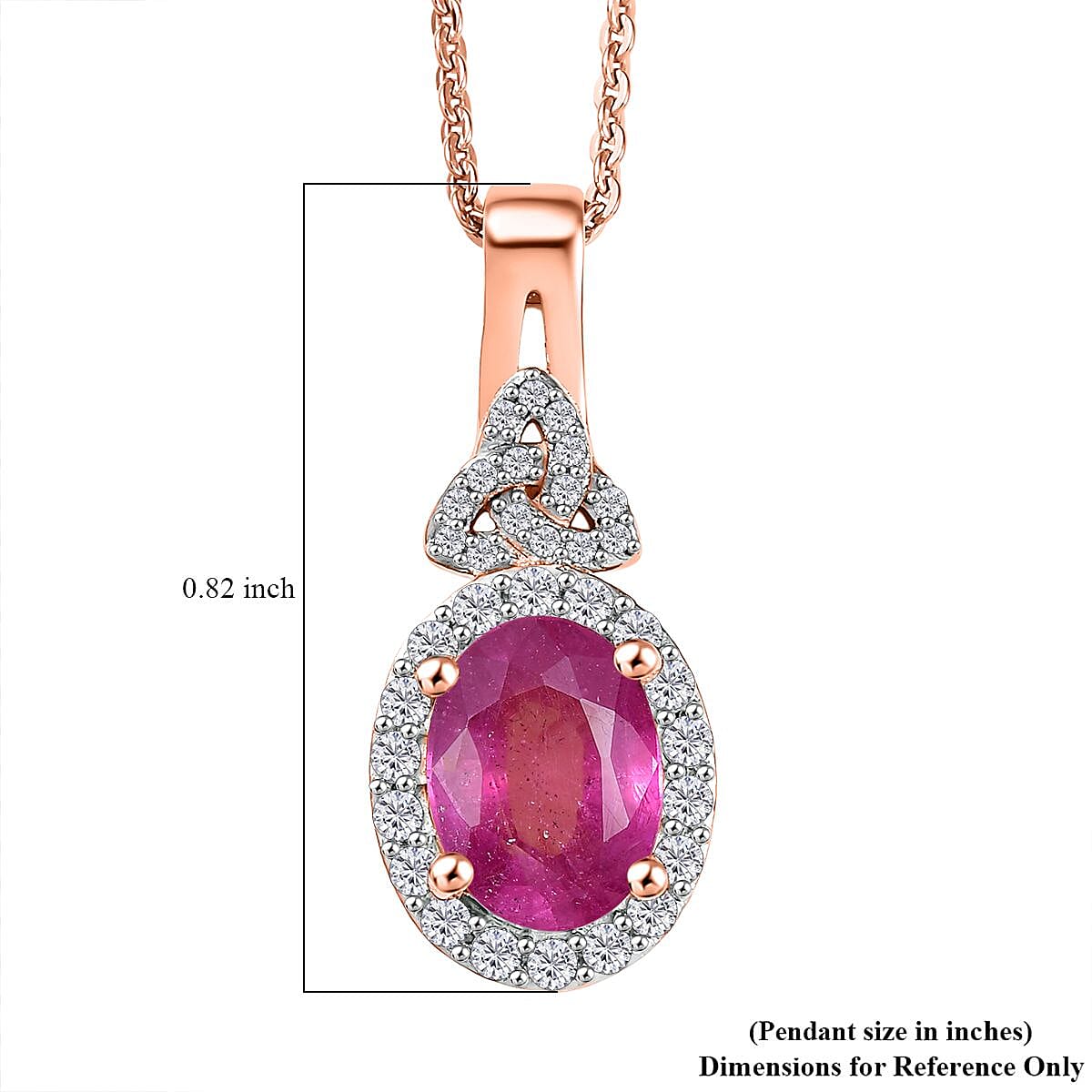 D'Joy Ilakaka Hot Pink Sapphire FF and White Zircon 2.35 ctw Eternal Promise Pendant Necklace 20 Inches in 18K Vermeil Rose Gold Over Sterling Silver