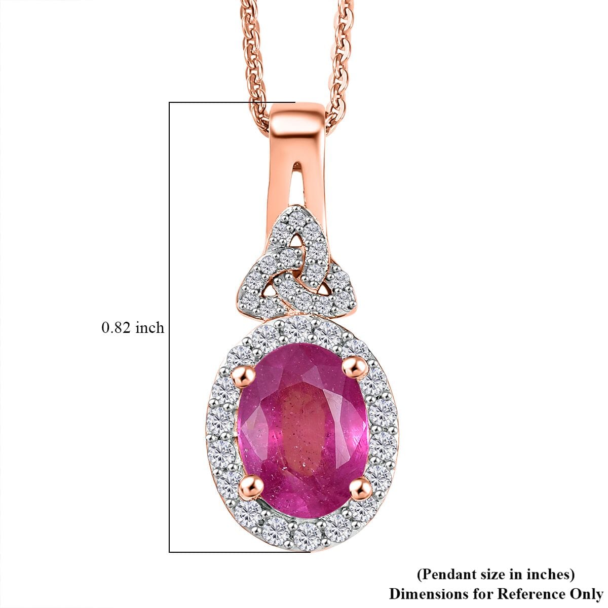 D'Joy Ilakaka Hot Pink Sapphire FF and White Zircon 2.35 ctw Eternal Promise Pendant Necklace 20 Inches in 18K Vermeil Rose Gold Over Sterling Silver image number 6
