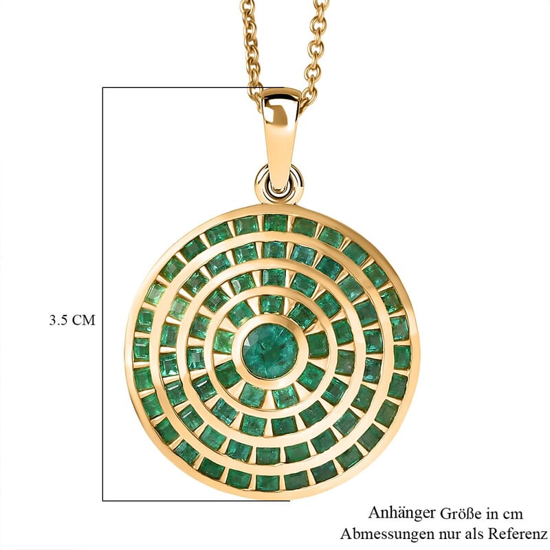 Kagem Zambian Emerald 3.45 ctw Pendant Necklace (20 Inches) in 18K Vermeil Yellow Gold Over Sterling Silver