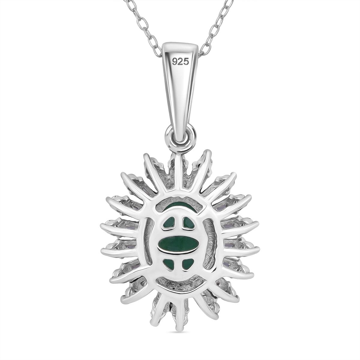Premium Kagem Zambian Emerald and Moissanite 1.65 ctw Eternal Light Pendant Necklace in Rhodium Over Sterling Silver 20 Inches image number 3