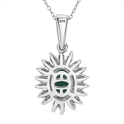 Premium Kagem Zambian Emerald and Moissanite 1.65 ctw Eternal Light Pendant Necklace in Rhodium Over Sterling Silver 20 Inches