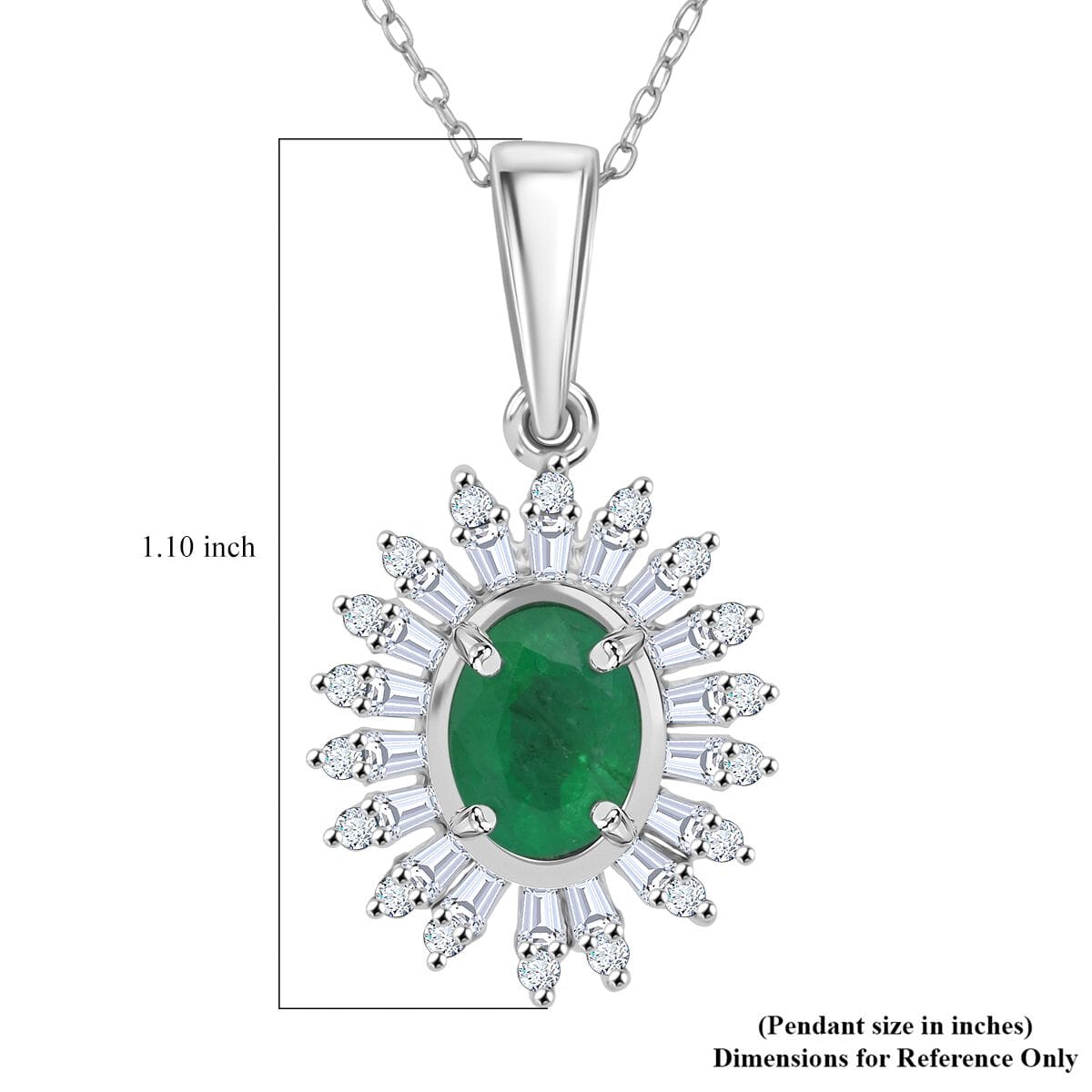 Premium Kagem Zambian Emerald and Moissanite 1.65 ctw Eternal Light Pendant Necklace in Rhodium Over Sterling Silver 20 Inches image number 5
