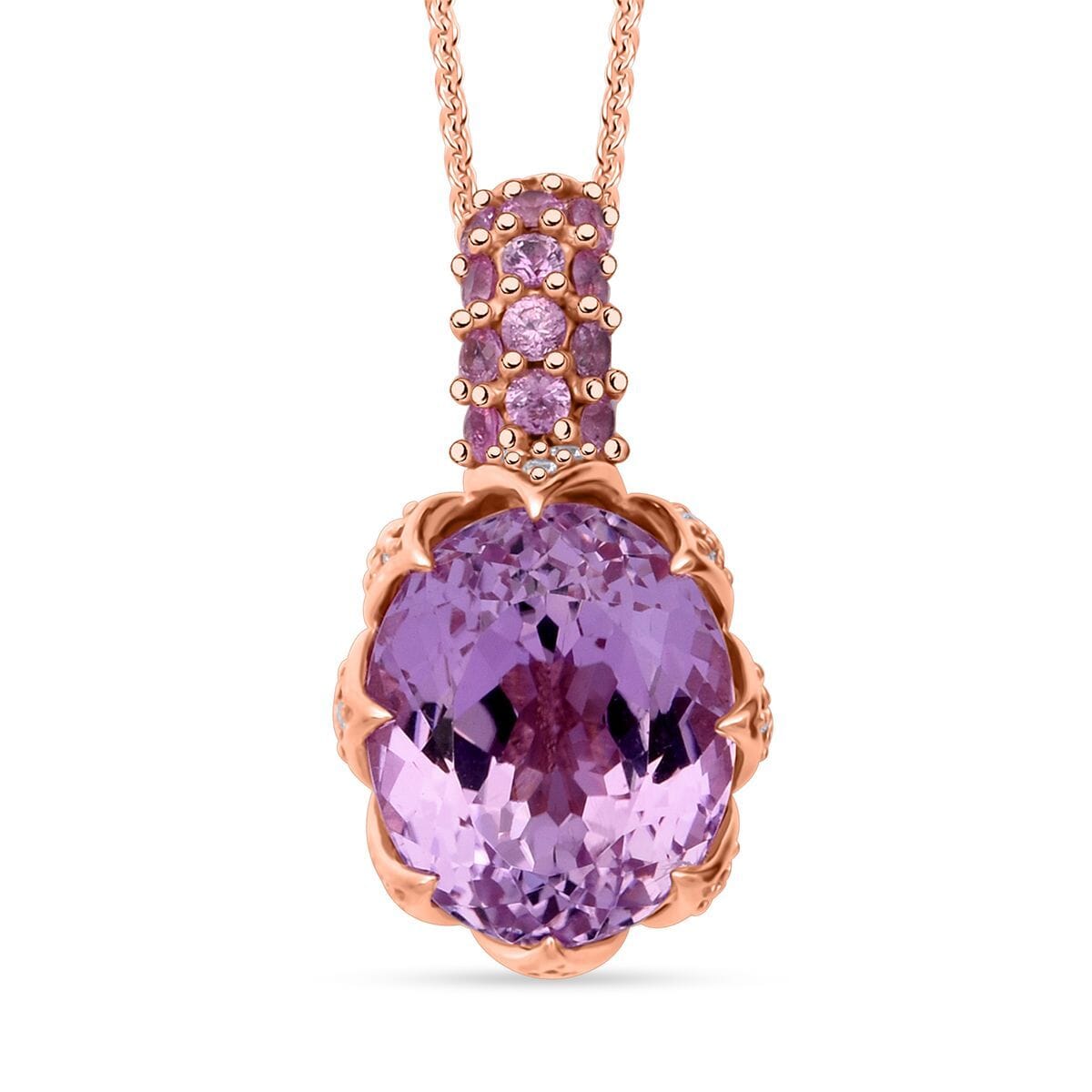 D'Joy Martha Rocha Kunzite and Multi Gemstone 7.40 ctw Lavender Bloom Pendant Necklace in 18K Vermeil Rose Gold Over Sterling Silver 20 Inches image number 0