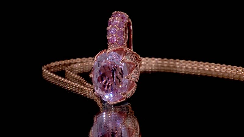 D'Joy Martha Rocha Kunzite and Multi Gemstone 7.40 ctw Lavender Bloom Pendant Necklace in 18K Vermeil Rose Gold Over Sterling Silver 20 Inches