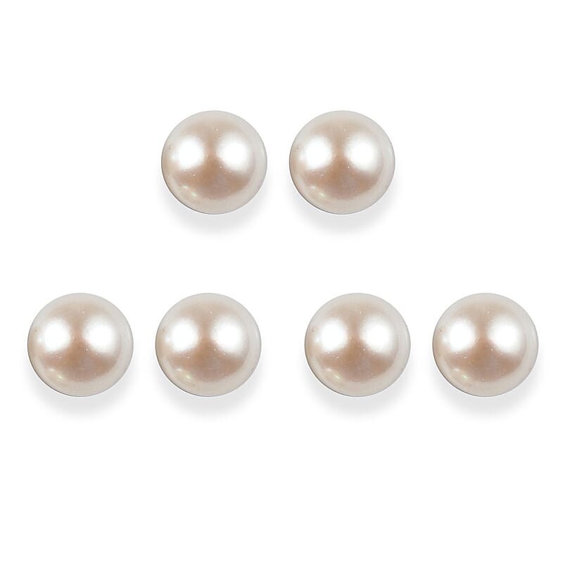 EverTrue Set of 3 Freshwater Pearl Solitaire Stud Earrings in Stainless Steel
