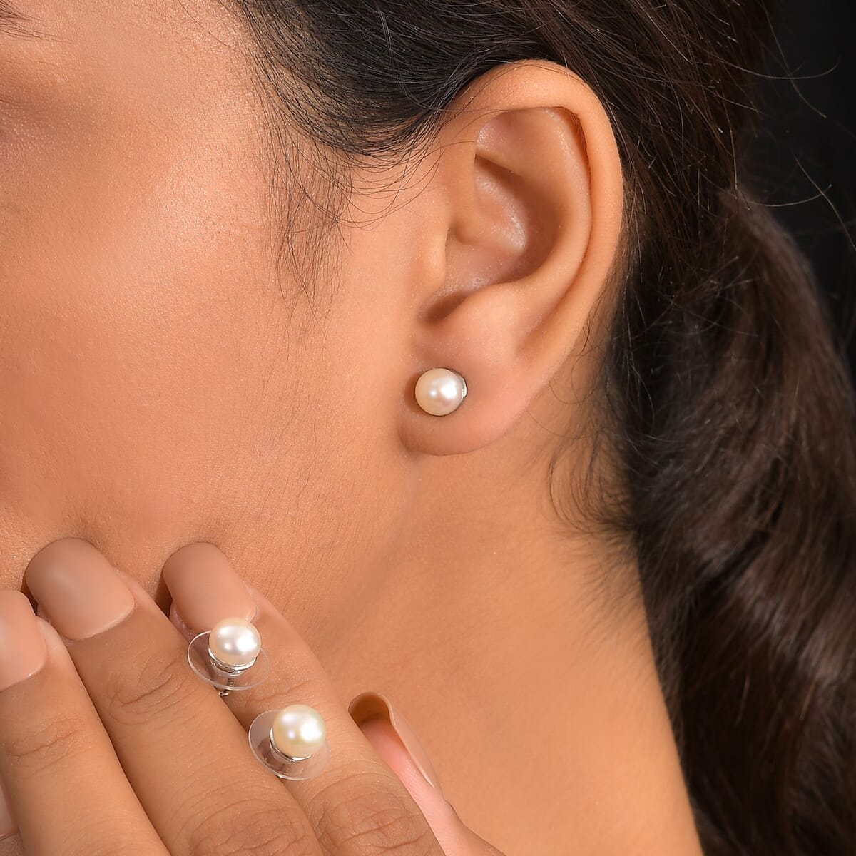 Ever True Set of 3 Freshwater Pearl Solitaire Stud Earrings in Stainless Steel image number 2