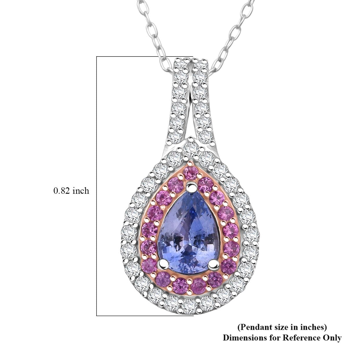 D'Joy Premium Ceylon Blue Sapphire and Multi Gemstone 1.35 ctw Celestial Dewdrop Pendant Necklace in Rhodium Over Sterling Silver 20 Inches image number 6