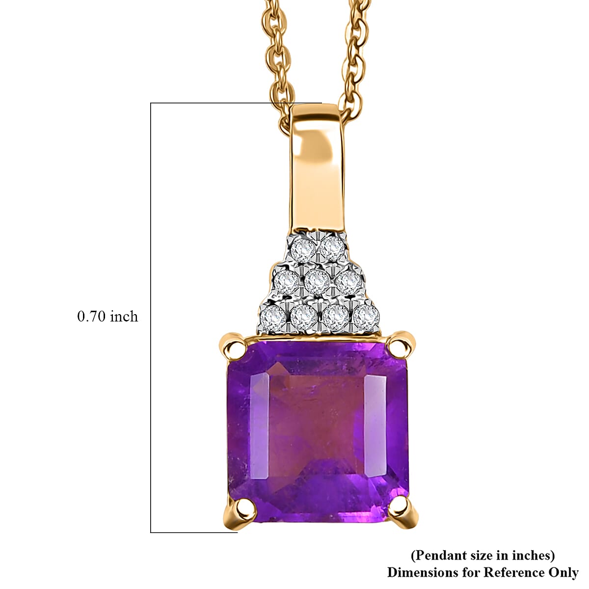 AAA African Amethyst and White Zircon 3.00 ctw Regal Radiance Pendant Necklace in 18K Vermeil Yellow Gold Over Sterling Silver 20 Inches image number 6