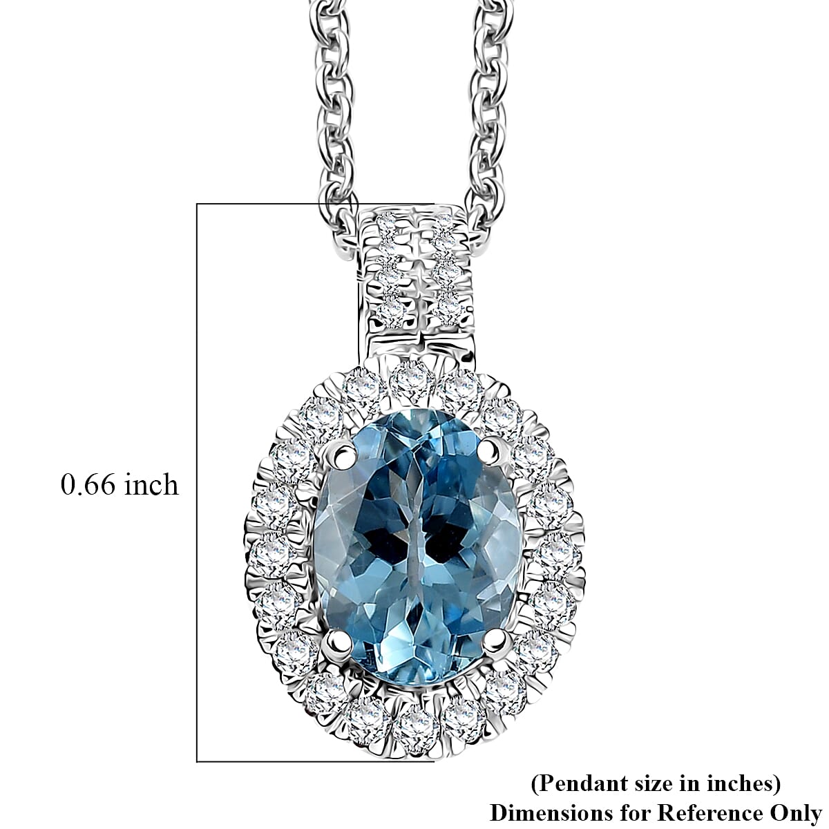 Certified & Appraised Luxoro AAA Santa Maria Aquamarine and G-H I2 Diamond 1.28 ctw Pendant Necklace in 14K White Gold 20 Inches image number 5