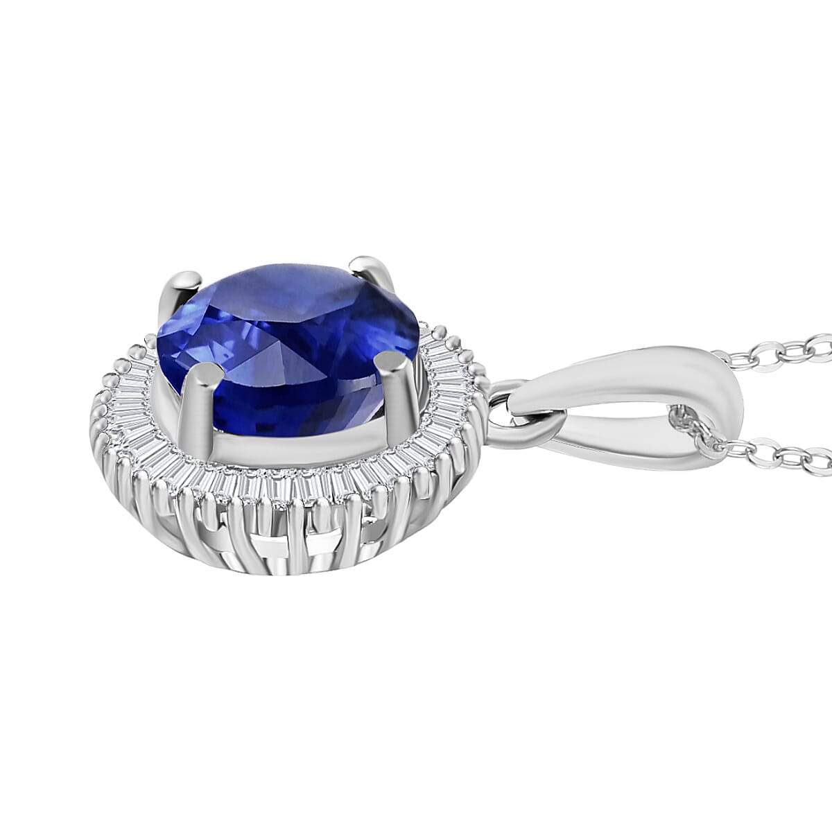 Rhapsody AAAA Ceylon Blue Sapphire and E-F VS2 Diamond 1.76 ctw Pendant Necklace 20 Inches in 950 Platinum