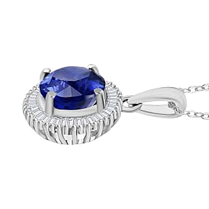 Rhapsody AAAA Ceylon Blue Sapphire and E-F VS2 Diamond 1.76 ctw Pendant Necklace 20 Inches in 950 Platinum (Del. in 10-12 Days)