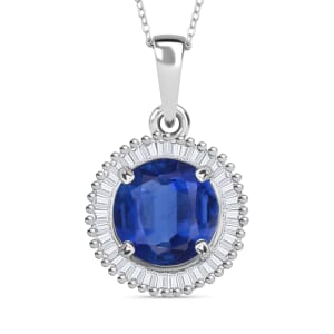 Luxoro Premium Kanchanaburi Blue Sapphire and G-H I2 Diamond 1.76 ctw Pendant Necklace 20 Inches in 14K White Gold
