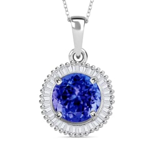 Rhapsody AAAA Tanzanite and E-F VS2 Diamond 1.71 ctw Pendant Necklace 20 Inches in 950 Platinum